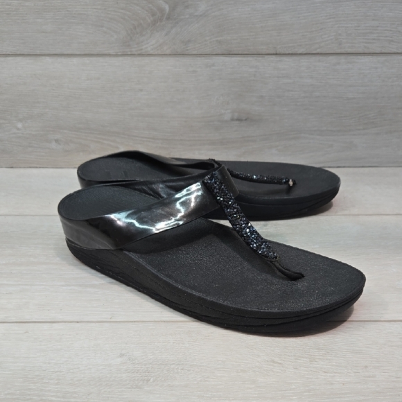 Fitflop Women's T Strap Wedge Sandals Shoes Sz 9 - Picture 1 of 9